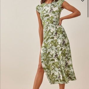 Reformation Gavin Dress Tropical Pattern Size 12 Women’s Skater Wedding Guest